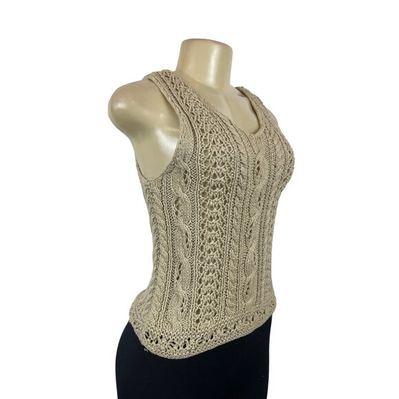 Abercrombie & Fitch Women's Beige Knitted Tank Top Sz S - Picture 2 of 5